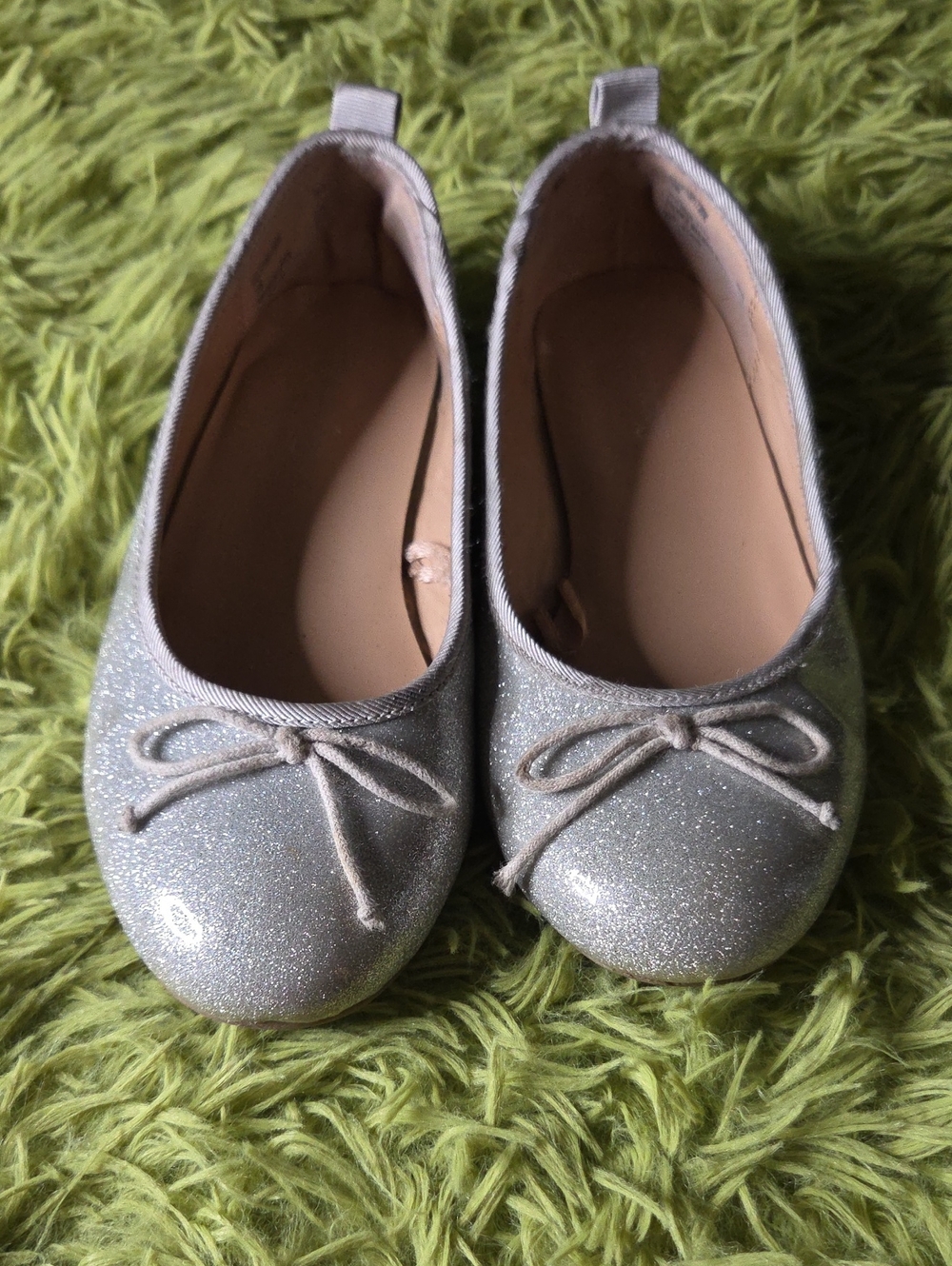 greendog Silver Glitter‎ Bow Ballet Flats - Kids Dress Shoes